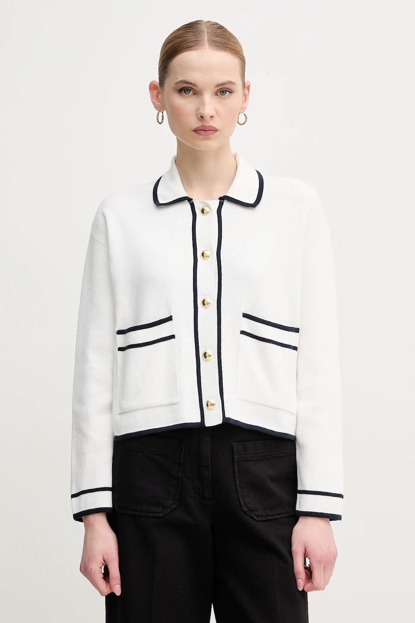 Barbour cardigan din bumbac Jasmine femei, culoarea alb, light, LKN1621WH71