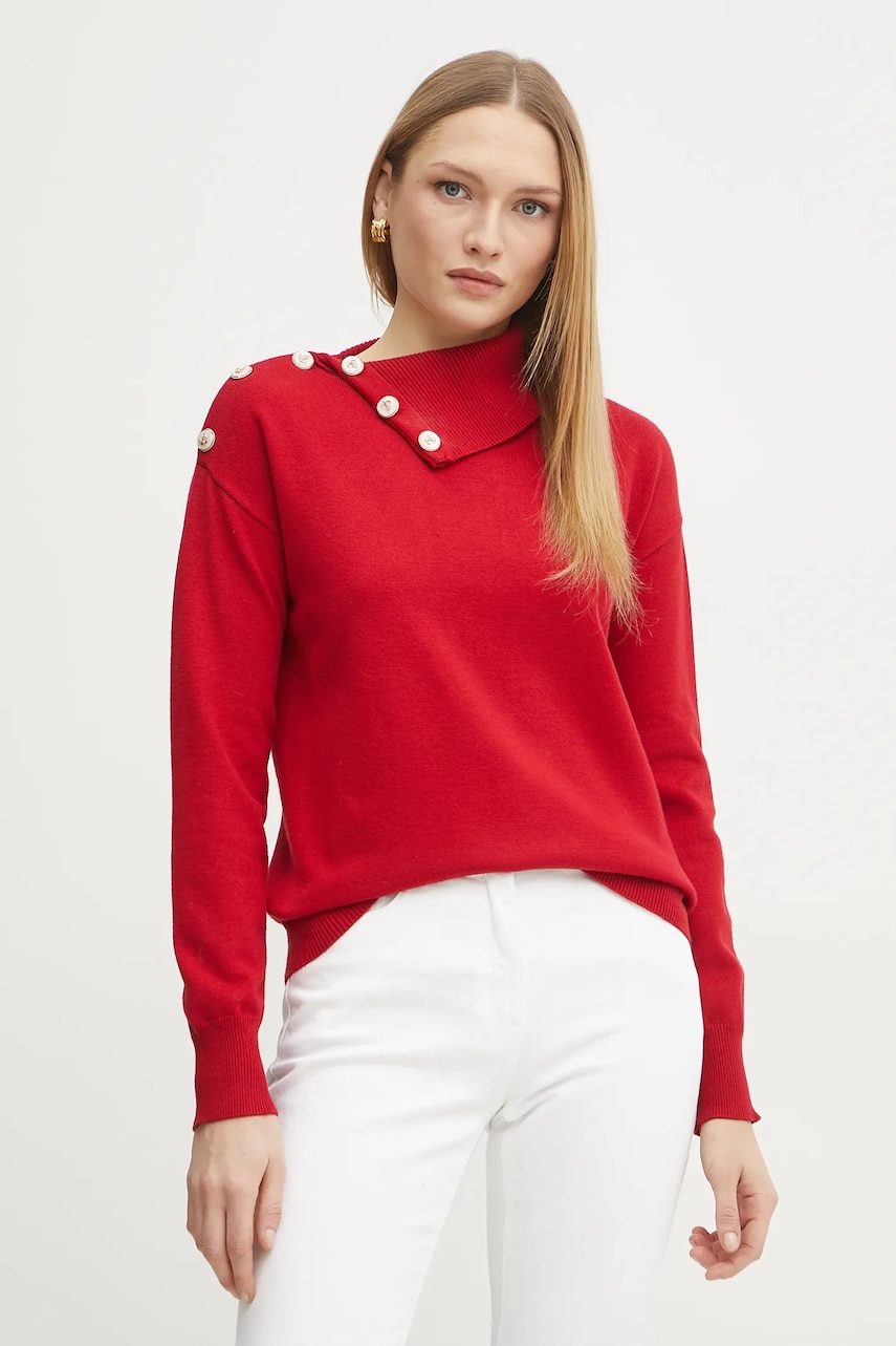 Morgan pulover MOUETTE femei, culoarea roșu, cu turtleneck, MOUETTE