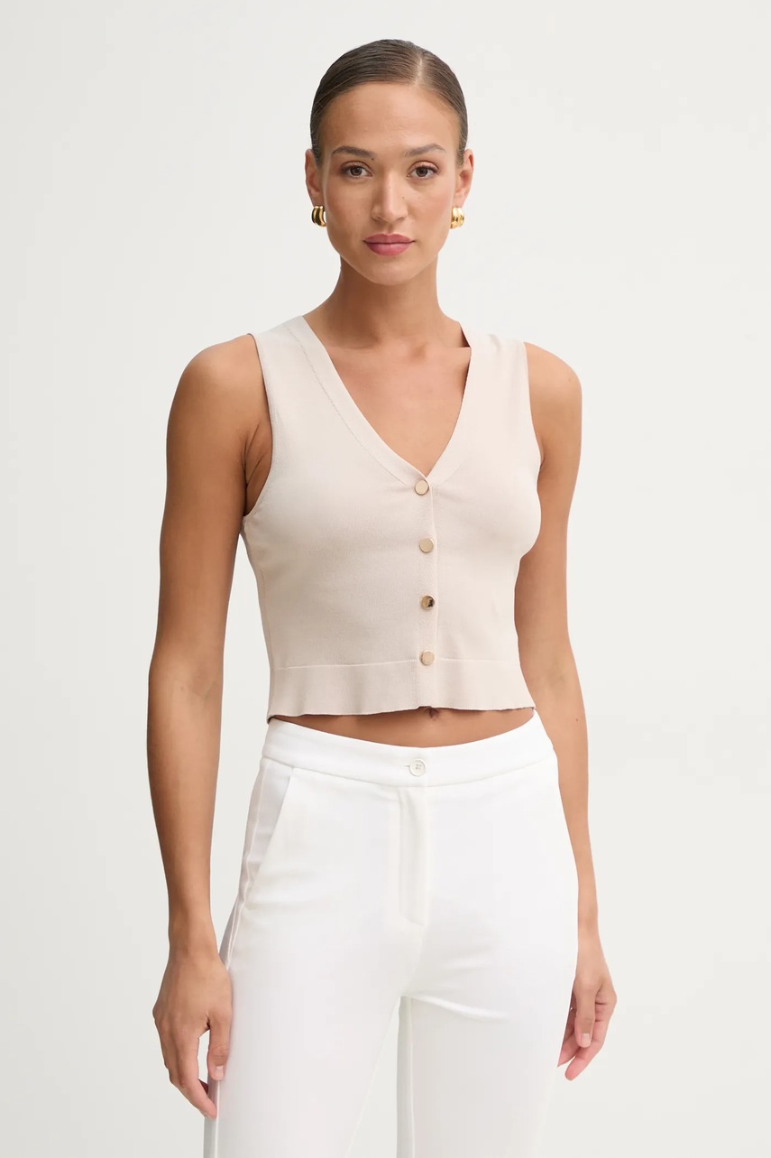 Fracomina vestă culoarea bej, light, FR25SJ5011K41601 Fracomina vestă culoarea bej, light, FR25SJ5011K41601