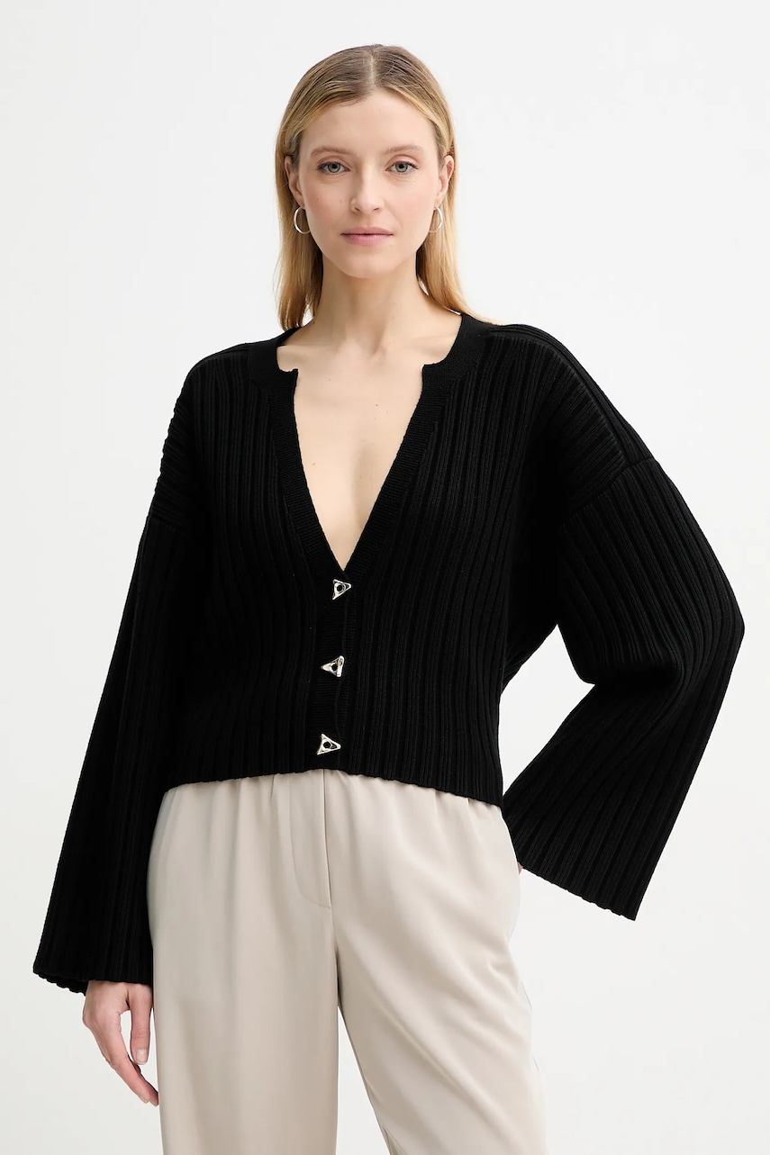 AERON cardigan MORROW femei, culoarea negru, călduros, PU204442 AERON cardigan MORROW femei, culoarea negru, călduros, PU204442