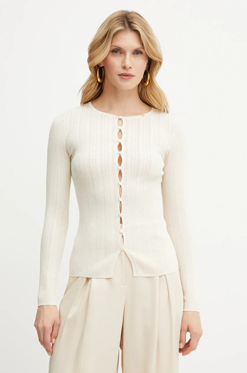 Elisabetta Franchi cardigan femei, culoarea bej, light, MK70S52E2