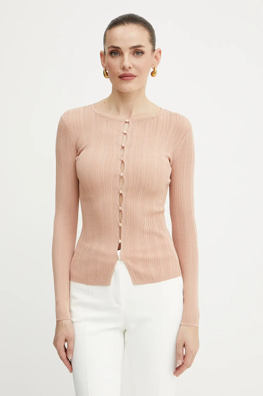 Elisabetta Franchi cardigan femei, culoarea bej, light, MK70S52E2