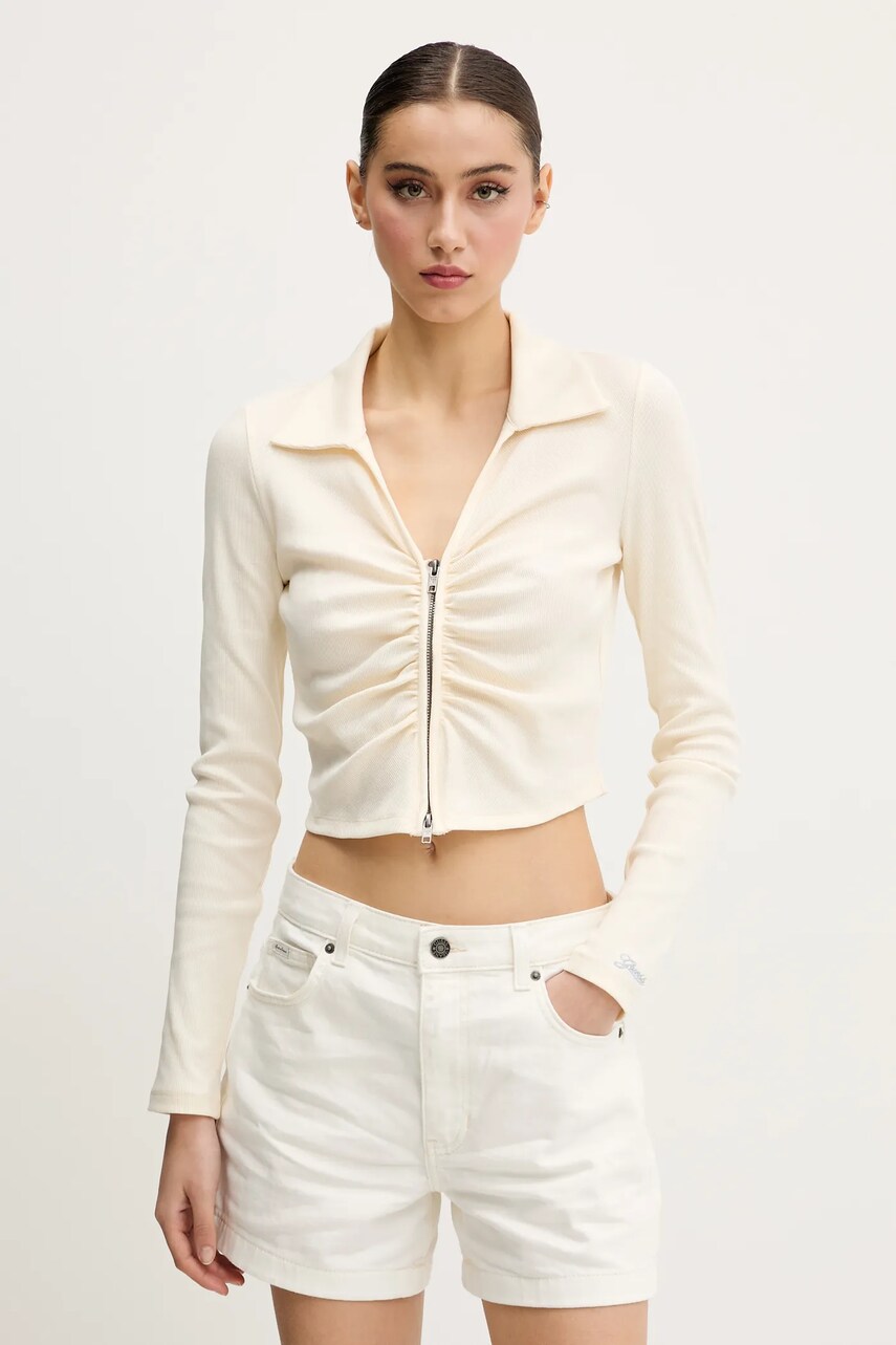 Levně Kardigan Guess Originals dámský, béžová barva, lehký, W5GP53 KA0H1