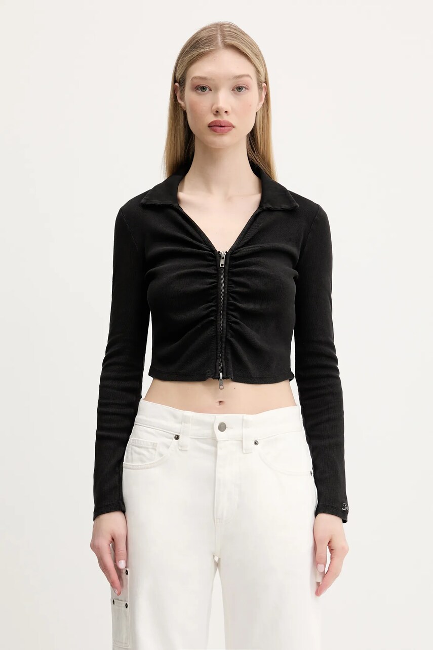 Levně Kardigan Guess Originals dámský, černá barva, lehký, W5GP53 KA0H1