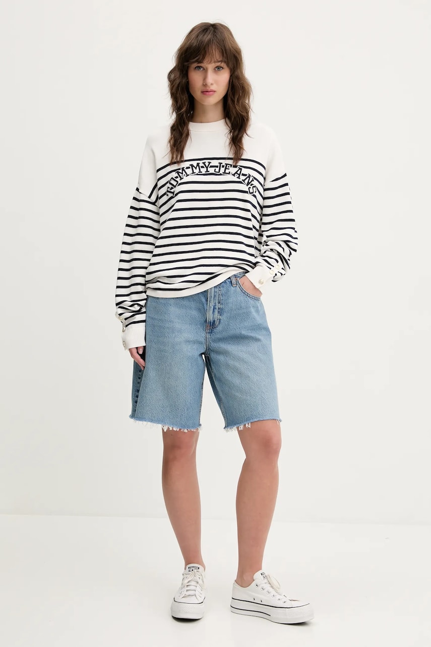 Хлопковый свитер Tommy Jeans женская цвет бежевый DW0DW20251 Хлопковый свитер Tommy Jeans женская цвет бежевый DW0DW20251
