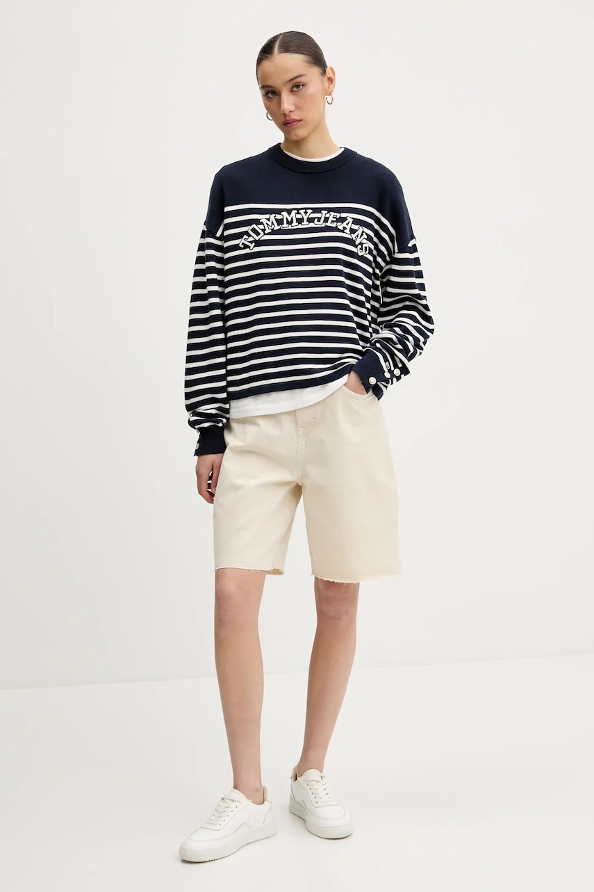 Хлопковый свитер Tommy Jeans женская цвет синий DW0DW20251 Хлопковый свитер Tommy Jeans женская цвет синий DW0DW20251