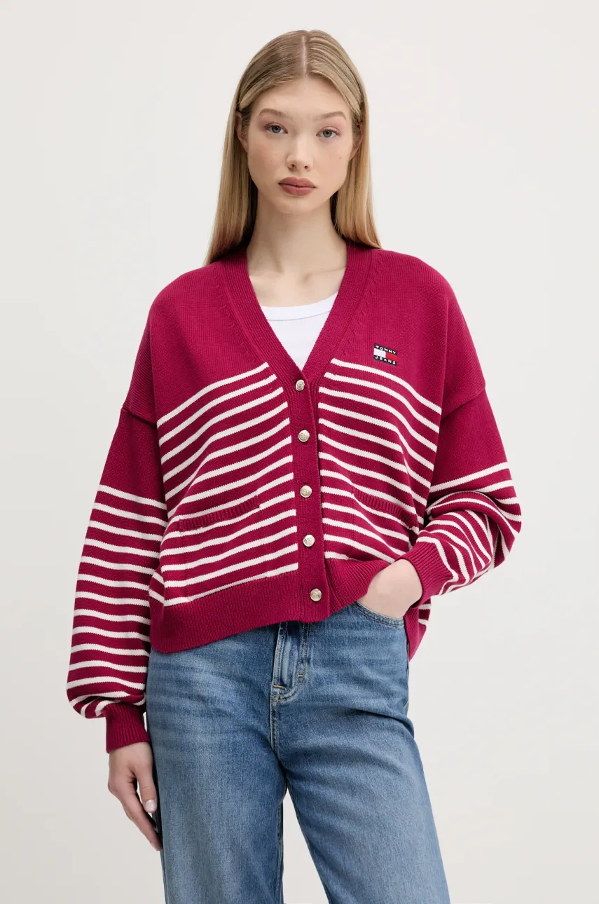 Tommy Jeans cardigan din bumbac culoarea roz, DW0DW20257