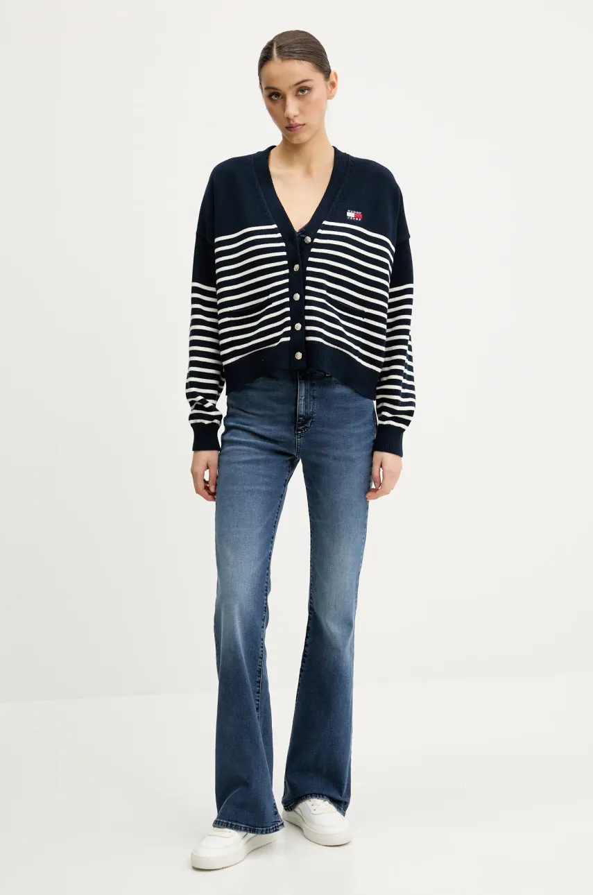 Хлопковый кардиган Tommy Jeans цвет синий DW0DW20257 Хлопковый кардиган Tommy Jeans цвет синий DW0DW20257