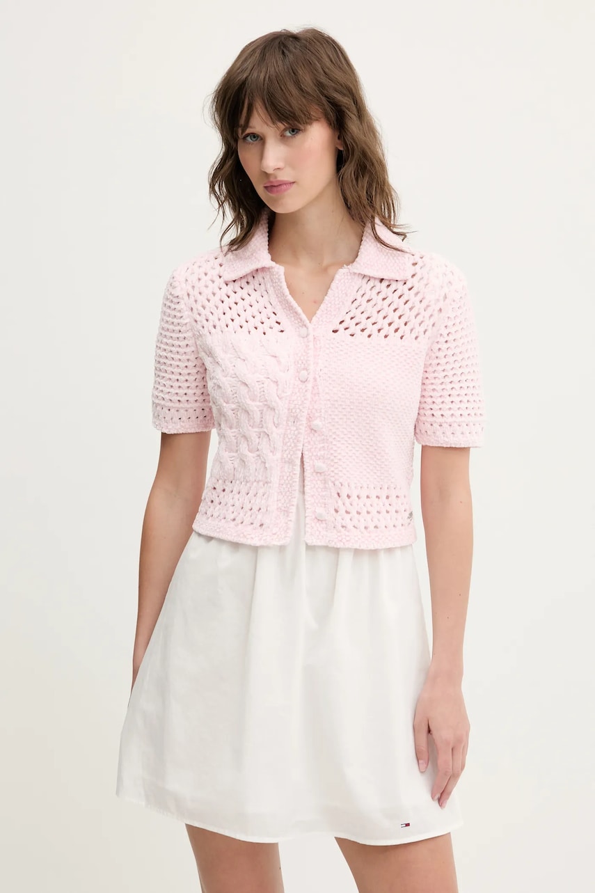 Tommy Jeans cardigan culoarea roz, light, DW0DW20261
