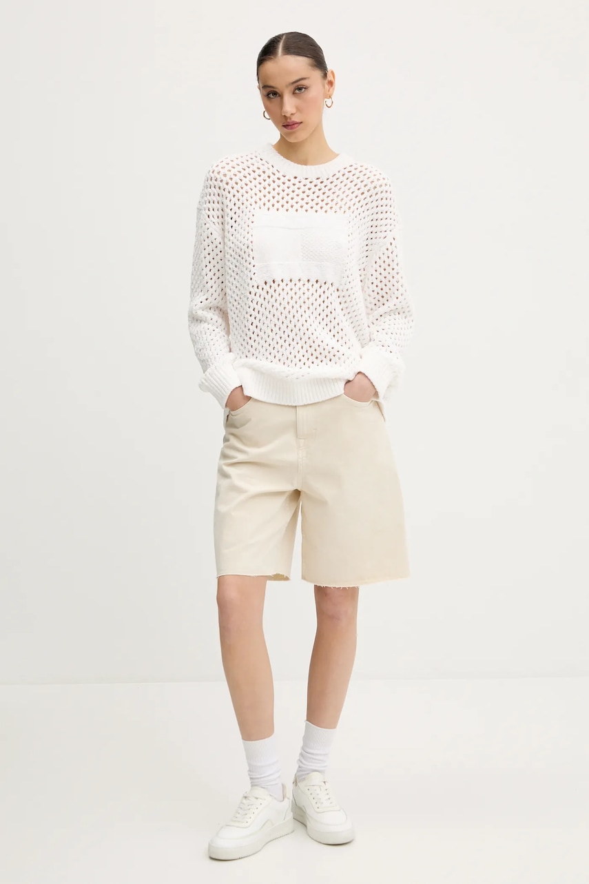 Свитер Tommy Jeans цвет белый тёплый DW0DW20262 Свитер Tommy Jeans цвет белый тёплый DW0DW20262