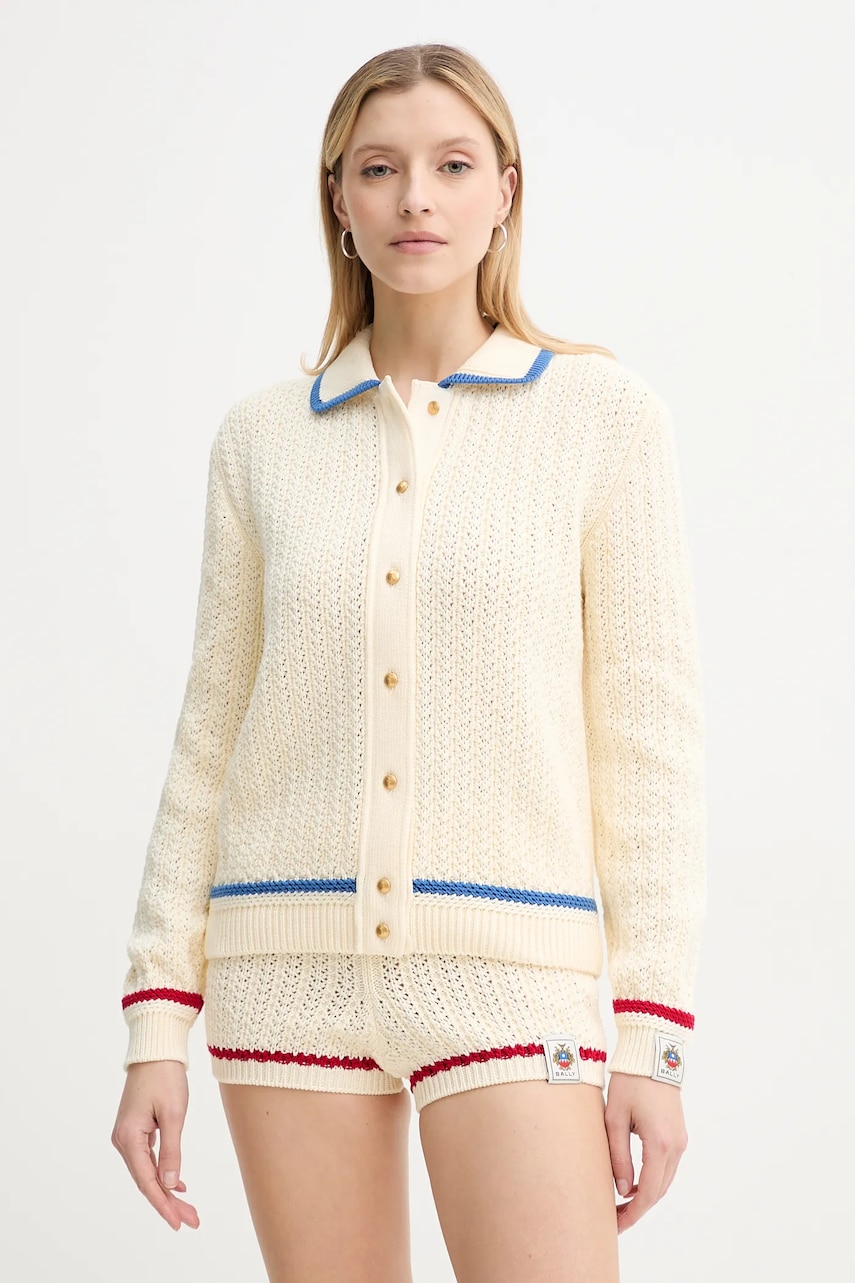 Bally cardigan din bumbac femei, culoarea bej, WKN09B Bally cardigan din bumbac femei, culoarea bej, WKN09B