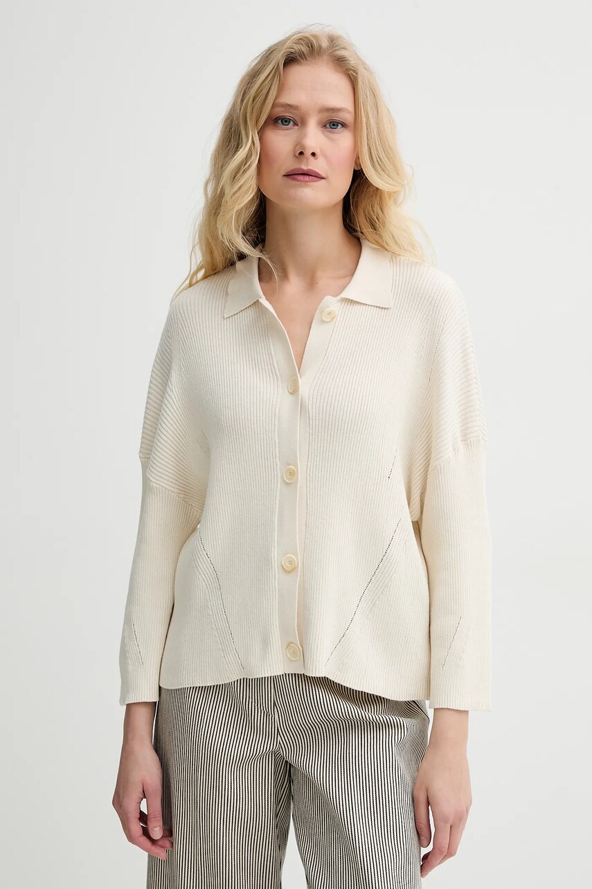 Sessun cardigan din bumbac culoarea bej, light, 25209014
