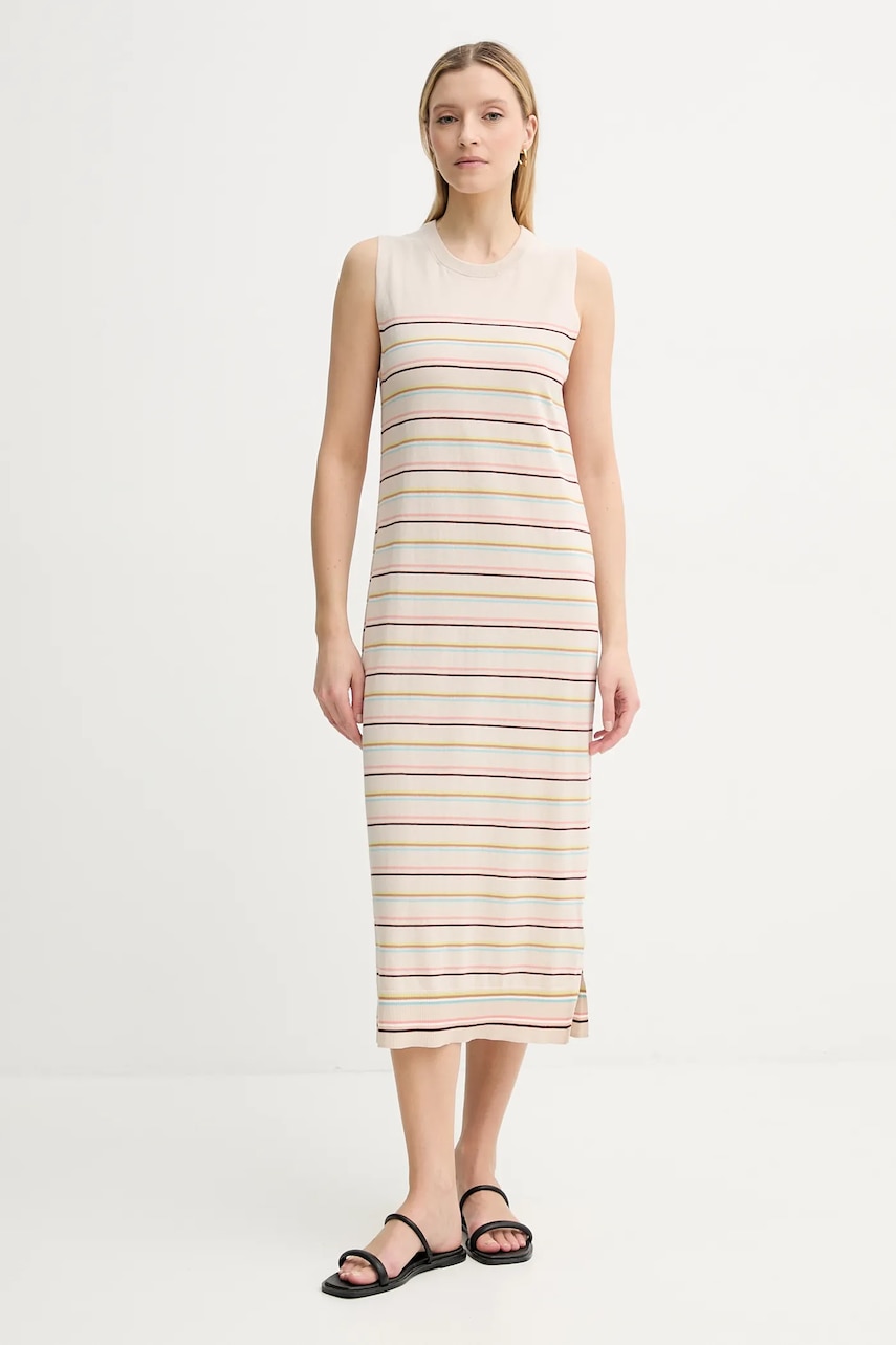 PS Paul Smith rochie culoarea bej, maxi, mulata, W2R.563N.P31304 PS Paul Smith rochie culoarea bej, maxi, mulata, W2R.563N.P31304