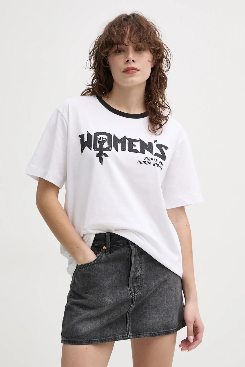 MUNTHE tricou din bumbac FILISHA femei, culoarea alb, 251111525166