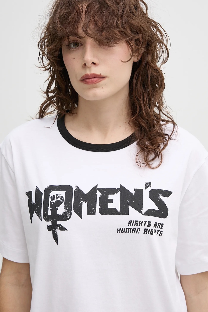 Βαμβακερό μπλουζάκι MUNTHE FILISHA γυναικείο, χρώμα: άσπρο, 251111525166 φωτογραφία