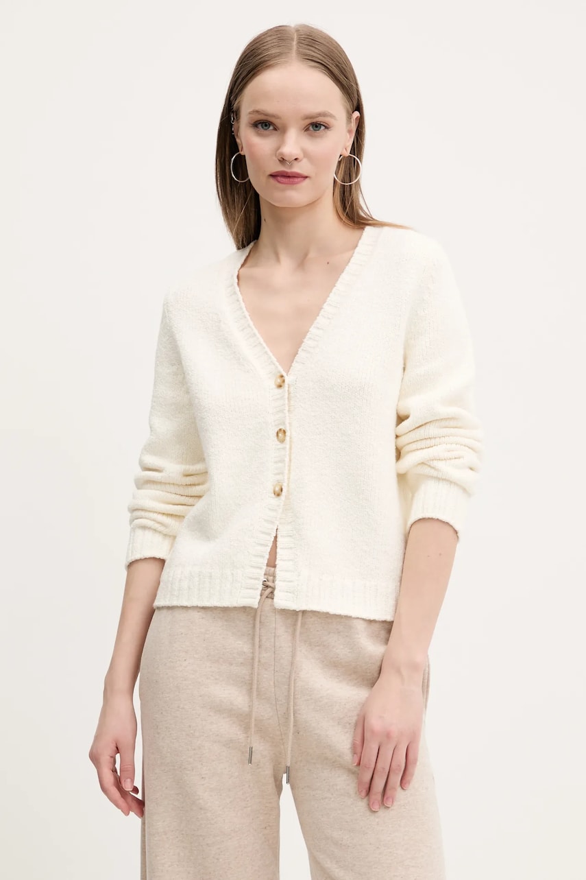 Abercrombie & Fitch cardigan din bumbac femei, culoarea bej, KI150-5028 Abercrombie & Fitch cardigan din bumbac femei, culoarea bej, KI150-5028