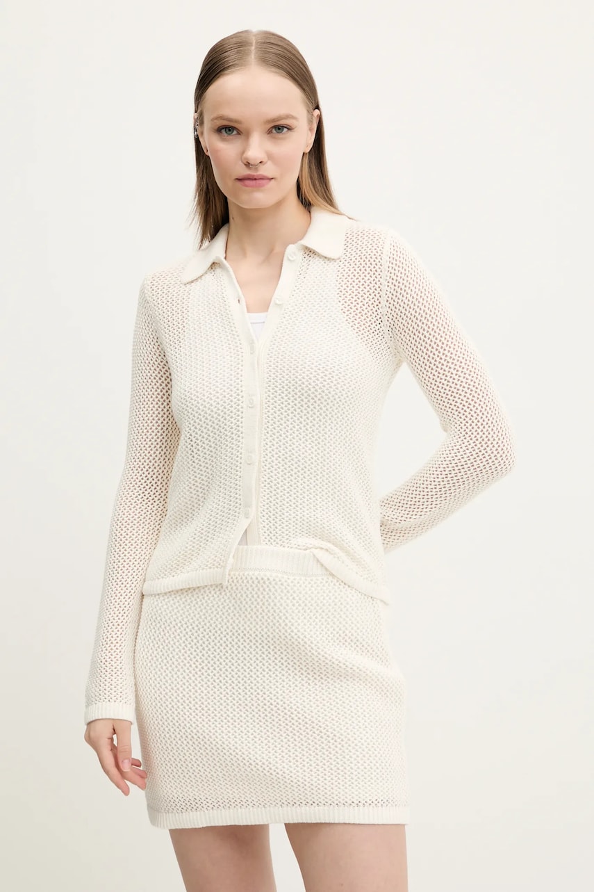 Abercrombie & Fitch cardigan din bumbac femei, culoarea bej, KI150-5172 Abercrombie & Fitch cardigan din bumbac femei, culoarea bej, KI150-5172