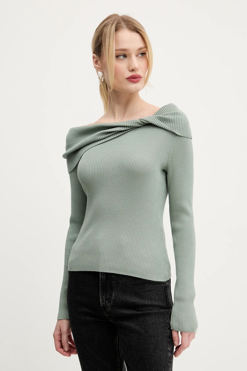 Abercrombie & Fitch pulover femei, culoarea verde, light, KI150-5174