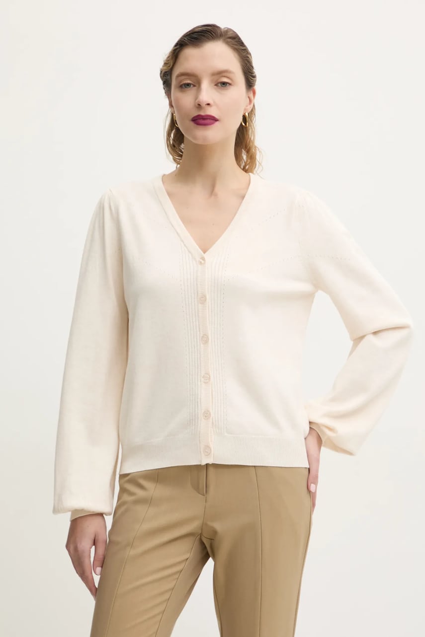 Bruuns Bazaar cardigan femei, culoarea bej, light, BBW4578 Bruuns Bazaar cardigan femei, culoarea bej, light, BBW4578