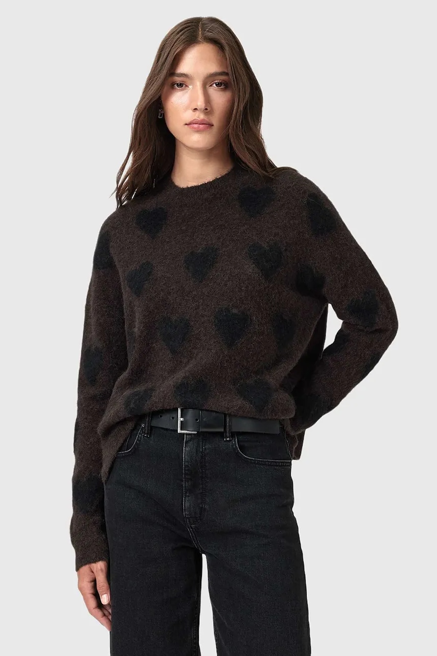 AllSaints pulover din amestec de lână AMORA culoarea gri, călduros, W043KC