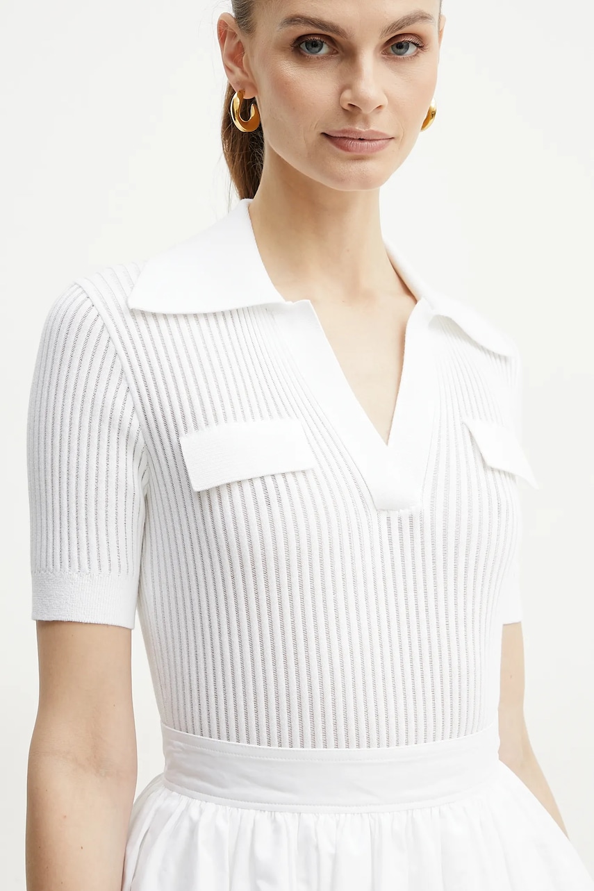 Patou pulover de bumbac femei, culoarea alb, light, KN2298084 Patou pulover de bumbac femei, culoarea alb, light, KN2298084