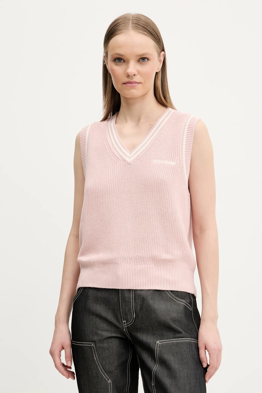 Levně Bavlněná vesta Guess Jeans růžová barva, W5GR02 Z3HM1