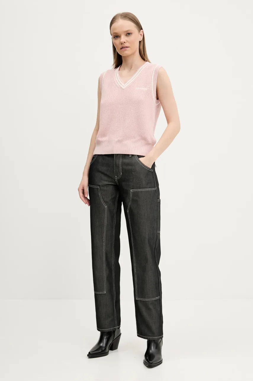 Хлопковая жилетка Guess Jeans женский цвет розовый W5GR02 Z3HM1 Хлопковая жилетка Guess Jeans женский цвет розовый W5GR02 Z3HM1