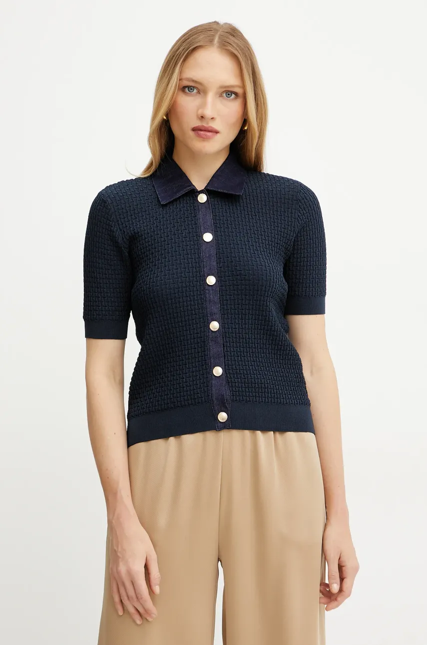 Morgan cardigan MBIANCA femei, culoarea bleumarin, light, MBIANCA