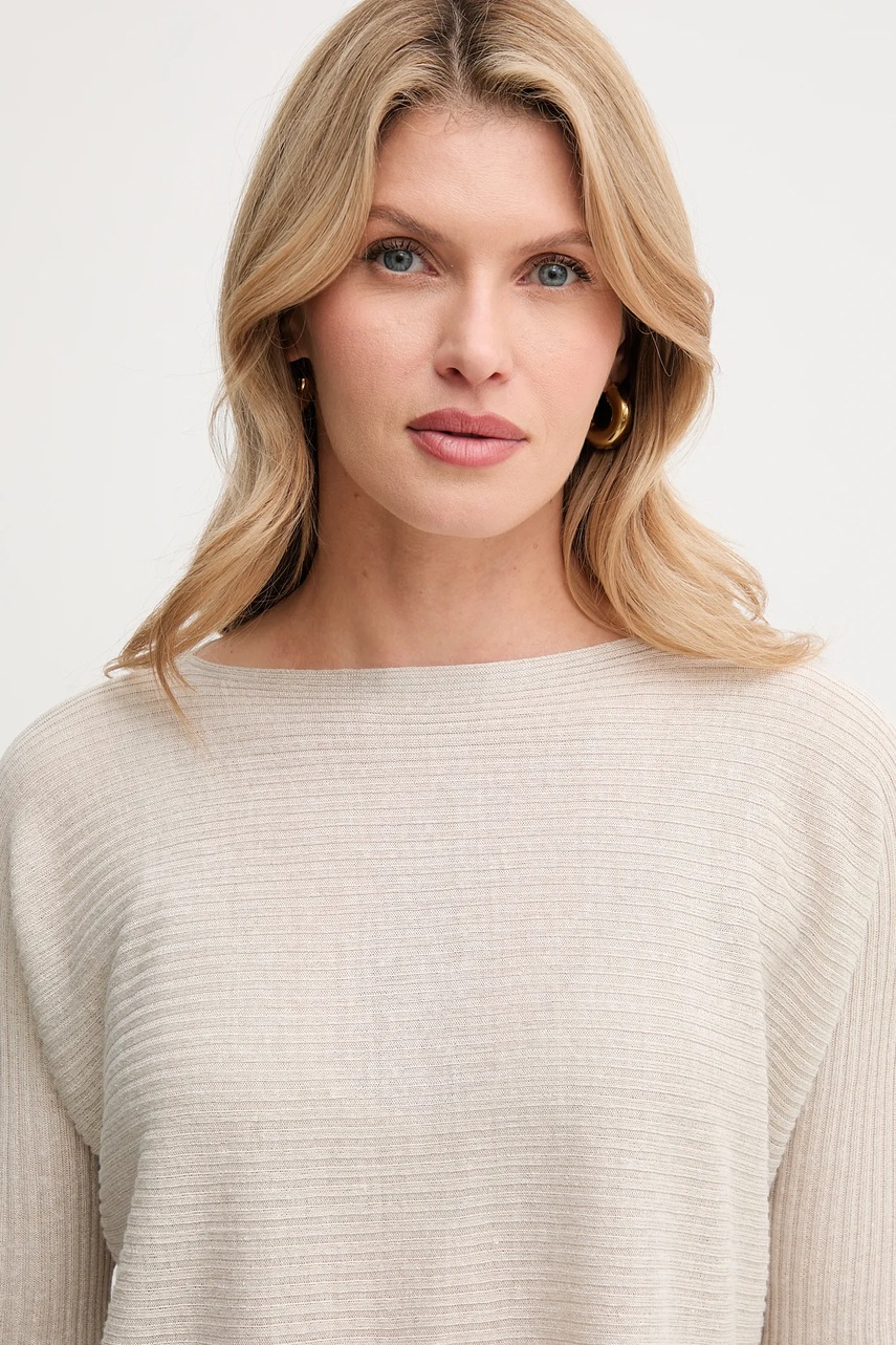 Πουλόβερ από λινό μείγμα MAX&Co. γυναικείο, χρώμα: μπεζ, 2516361014200 φωτογραφία