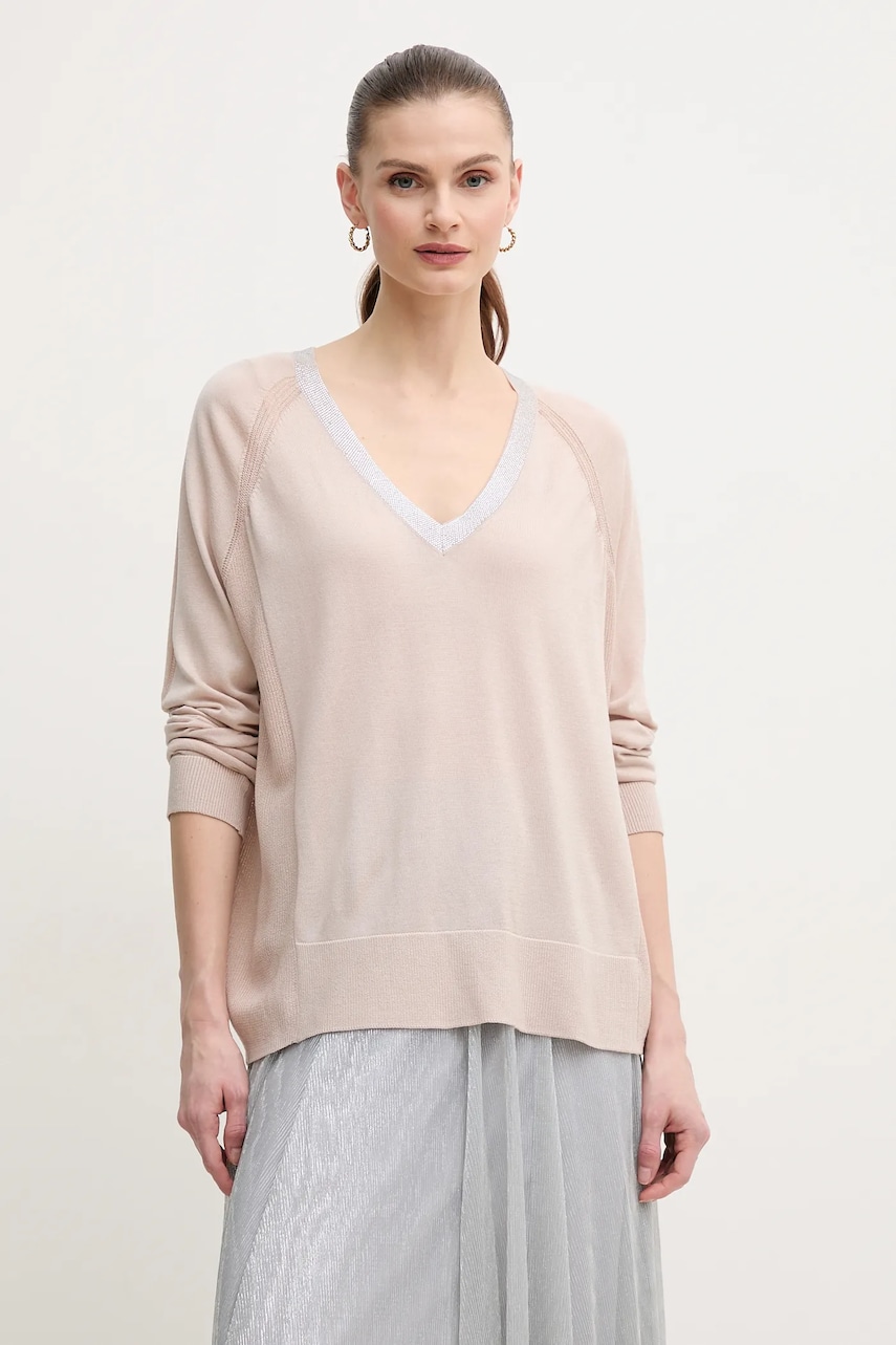 Marc Aurel pulover din amestec de mătase femei, culoarea bej, light, 8943-8000-82051 Marc Aurel pulover din amestec de mătase femei, culoarea bej, light, 8943-8000-82051