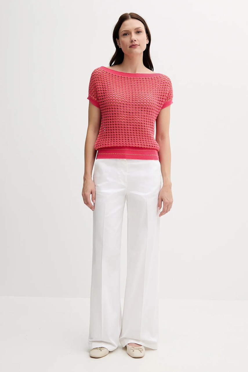 Хлопковый свитер United Colors of Benetton цвет розовый лёгкий 1394E10DW