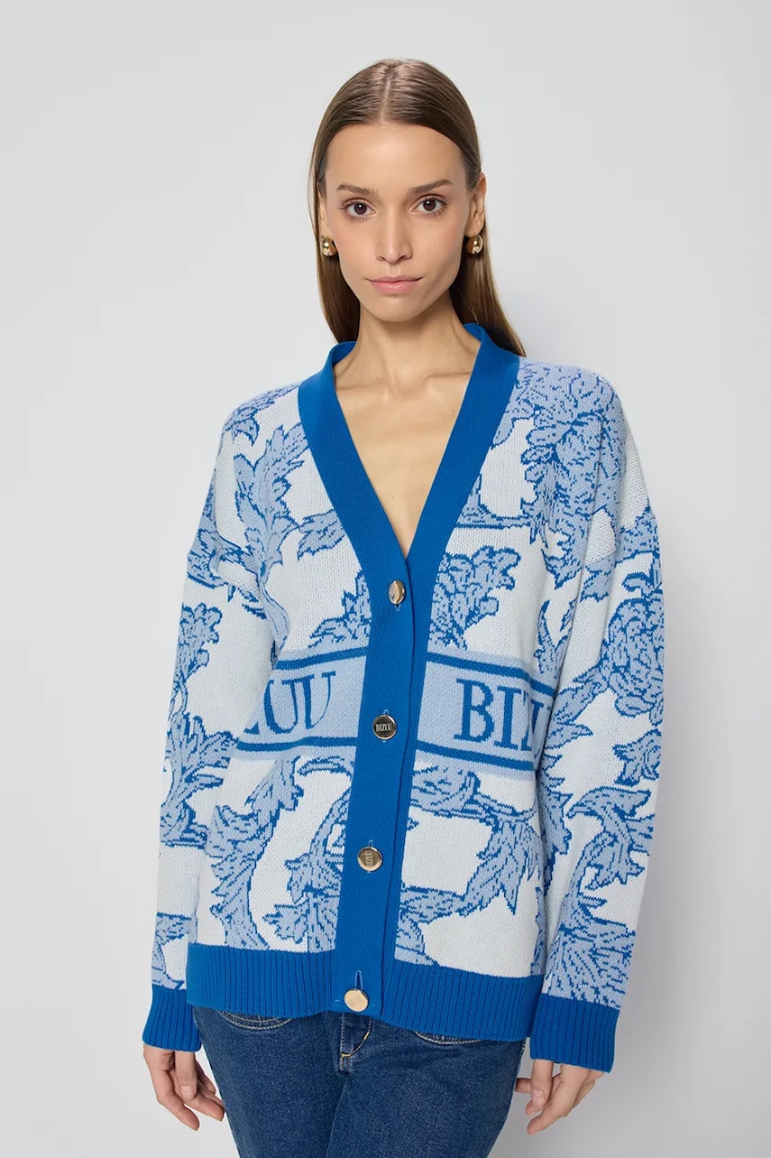 Bizuu cardigan din bumbac FLORANA femei, FLORANA NIEBIESKI Bizuu cardigan din bumbac FLORANA femei, FLORANA NIEBIESKI