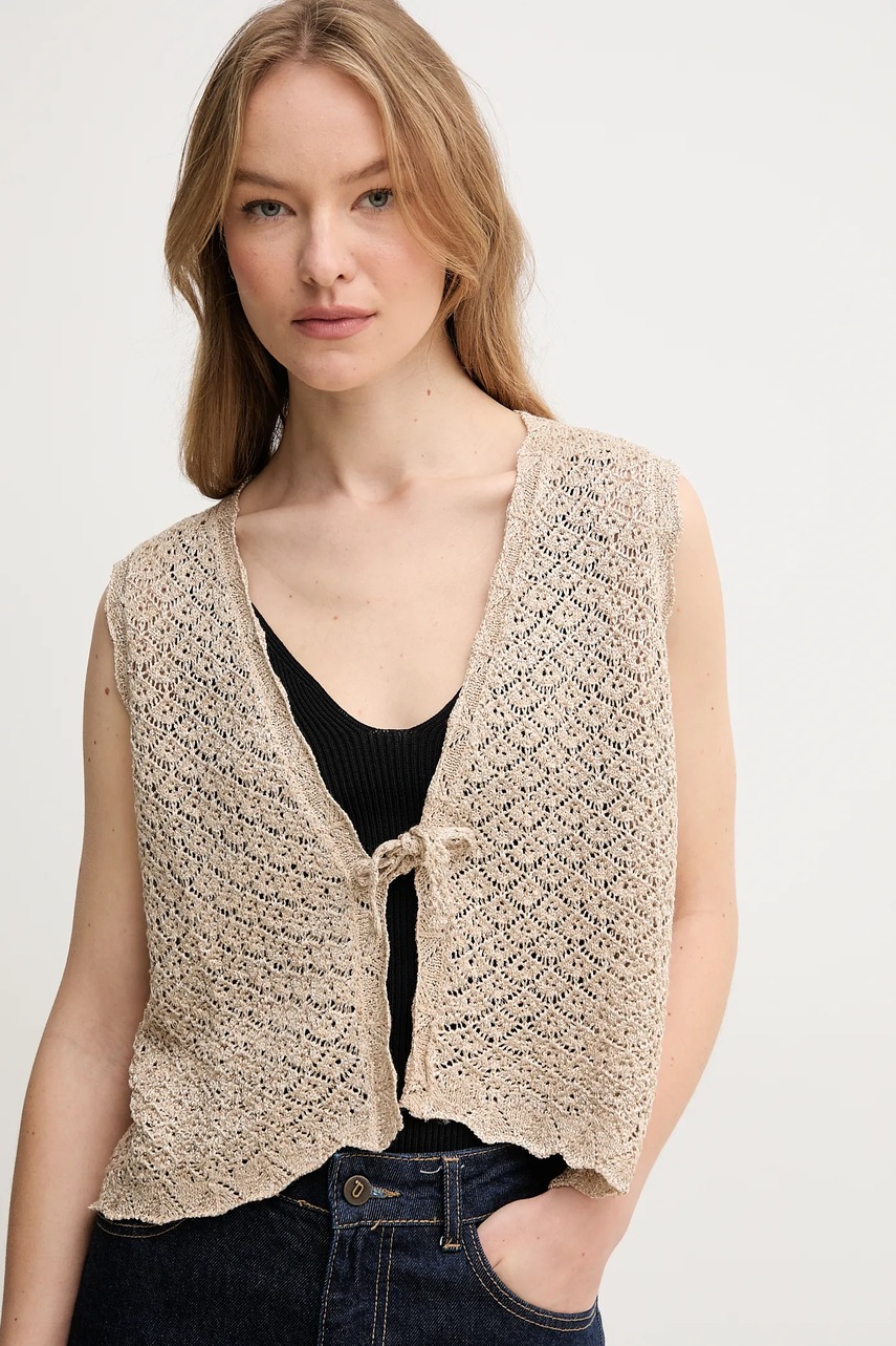 Γιλέκο Hoss Intropia χρώμα: μπεζ, 6389002 φωτογραφία