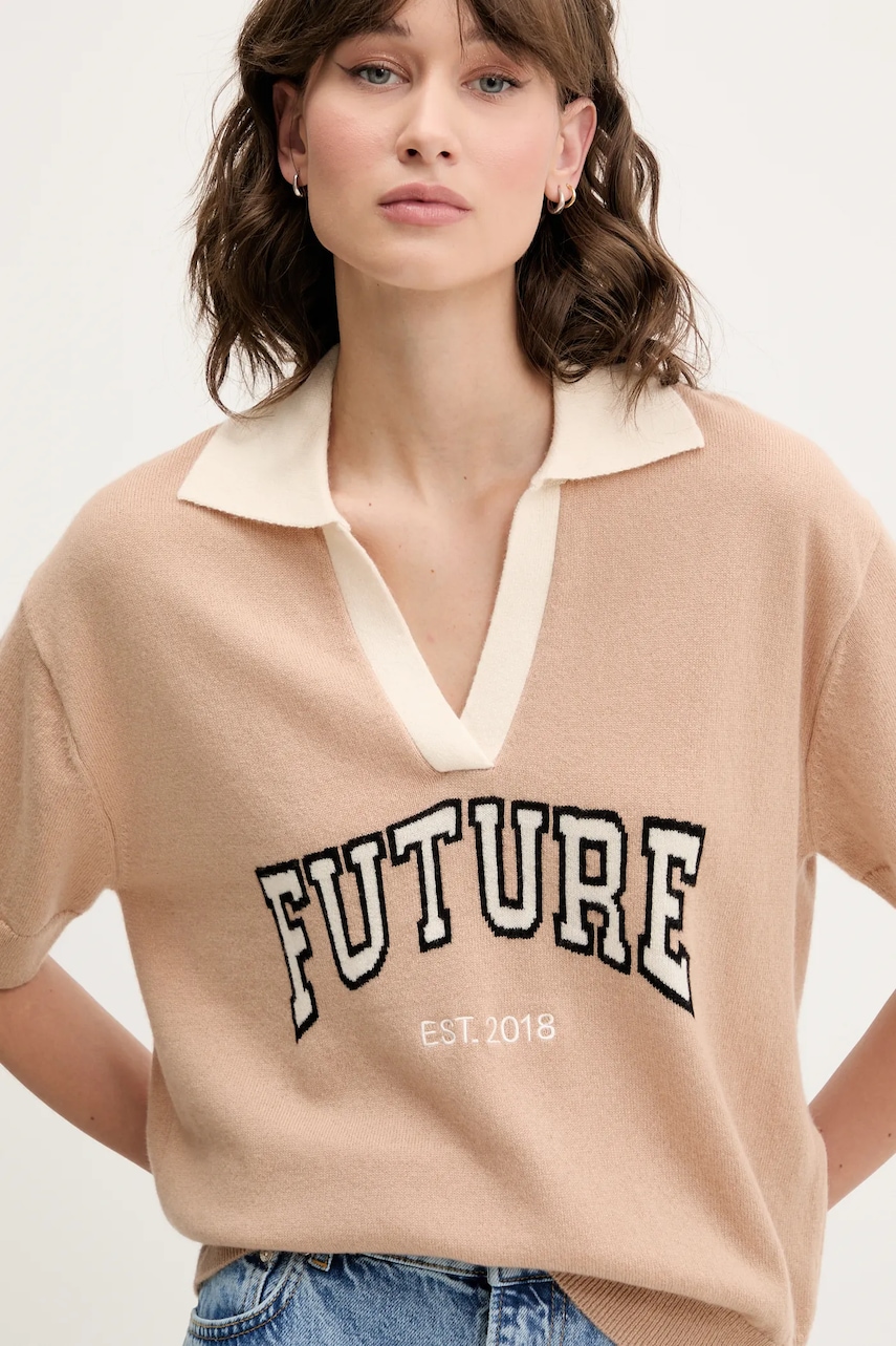 Πουλόβερ κασμίρ FROM FUTURE χρώμα: μπεζ, WPP02646 φωτογραφία