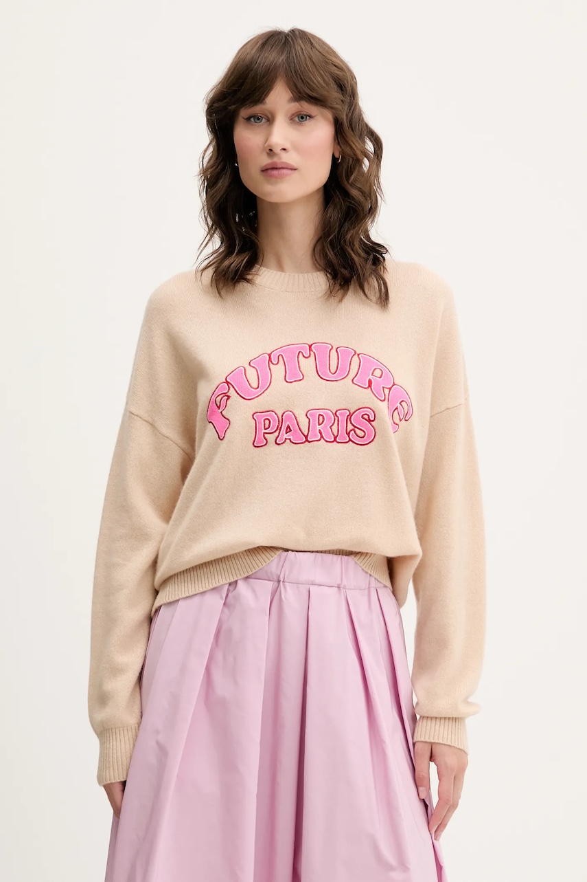 FROM FUTURE pulover de cașmir culoarea bej, light, WPR02645