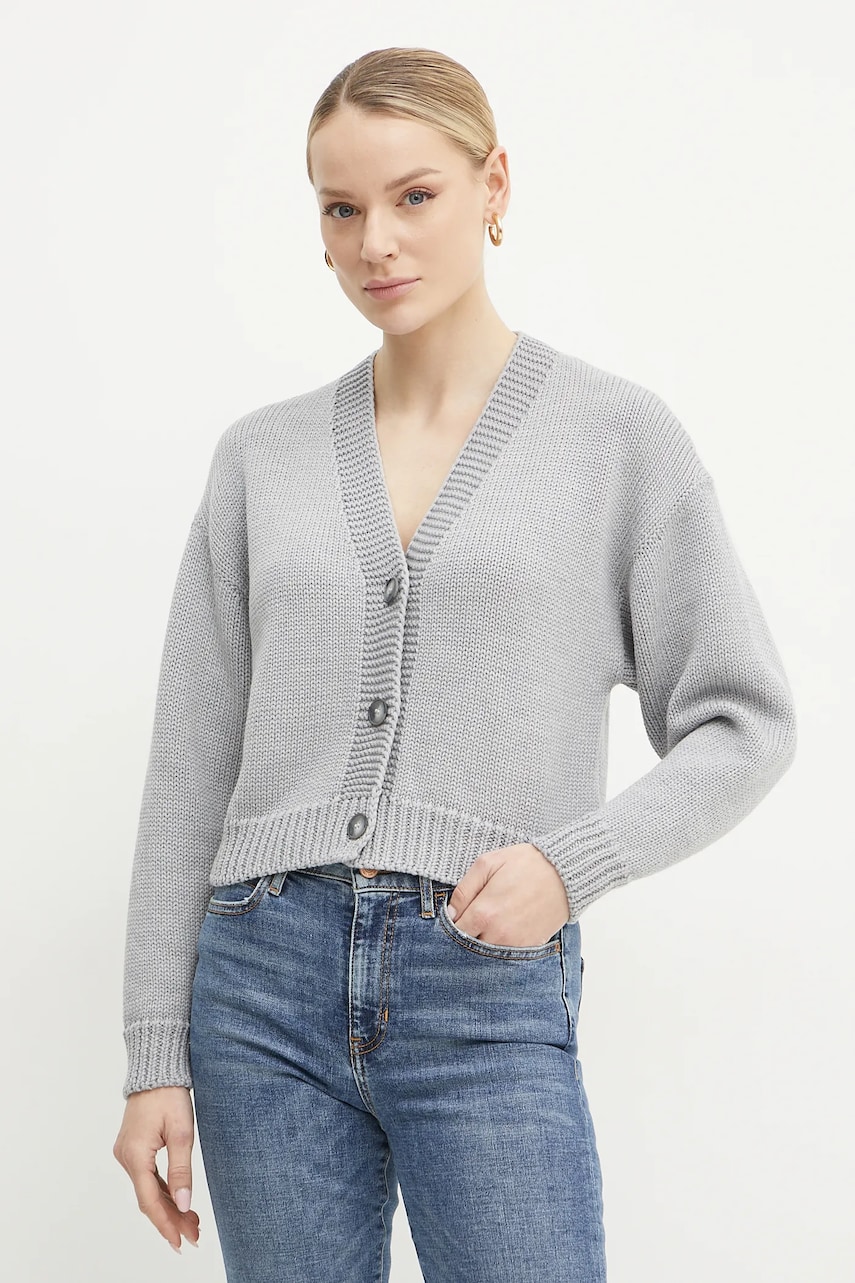 La Mania cardigan din lana femei, culoarea gri, călduros