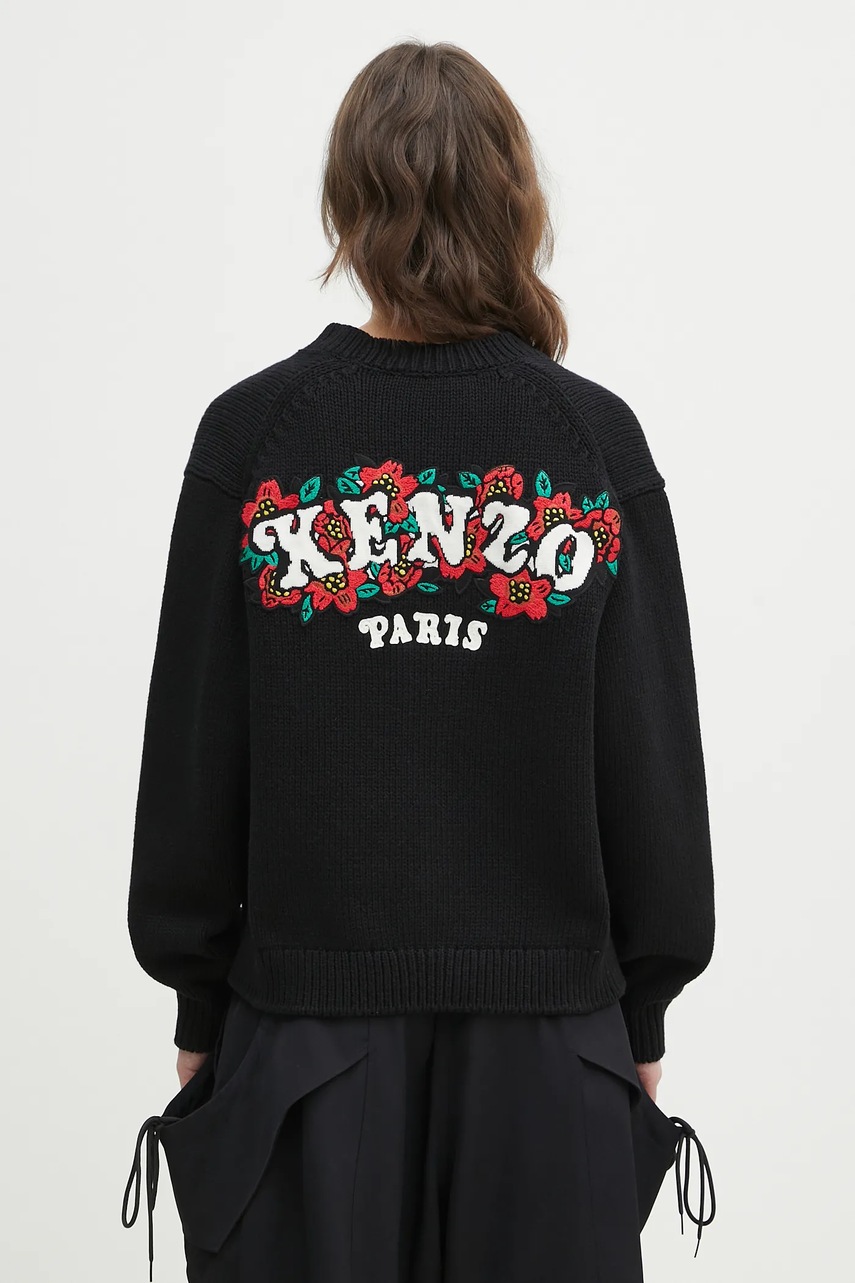 Levně Vlněný kardigan Kenzo x Verdy dámský, černá barva, hřejivý, FF52CA4773CX.99J