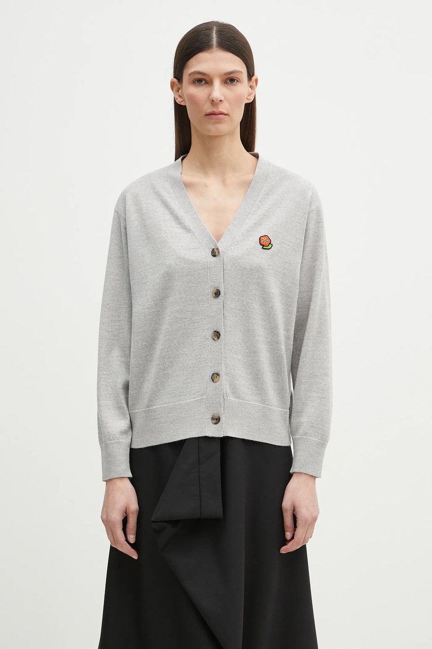 Levně Vlněný kardigan Kenzo Pop dámský, šedá barva, lehký, FF52CA4833LB.93