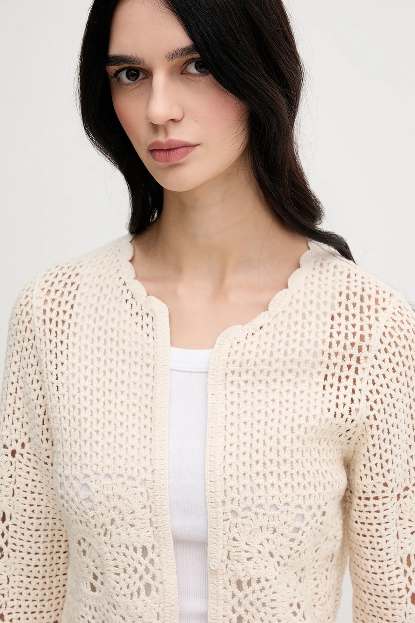 Πλεκτή ζακέτα Hoss Intropia χρώμα: μπεζ, 6319513 φωτογραφία