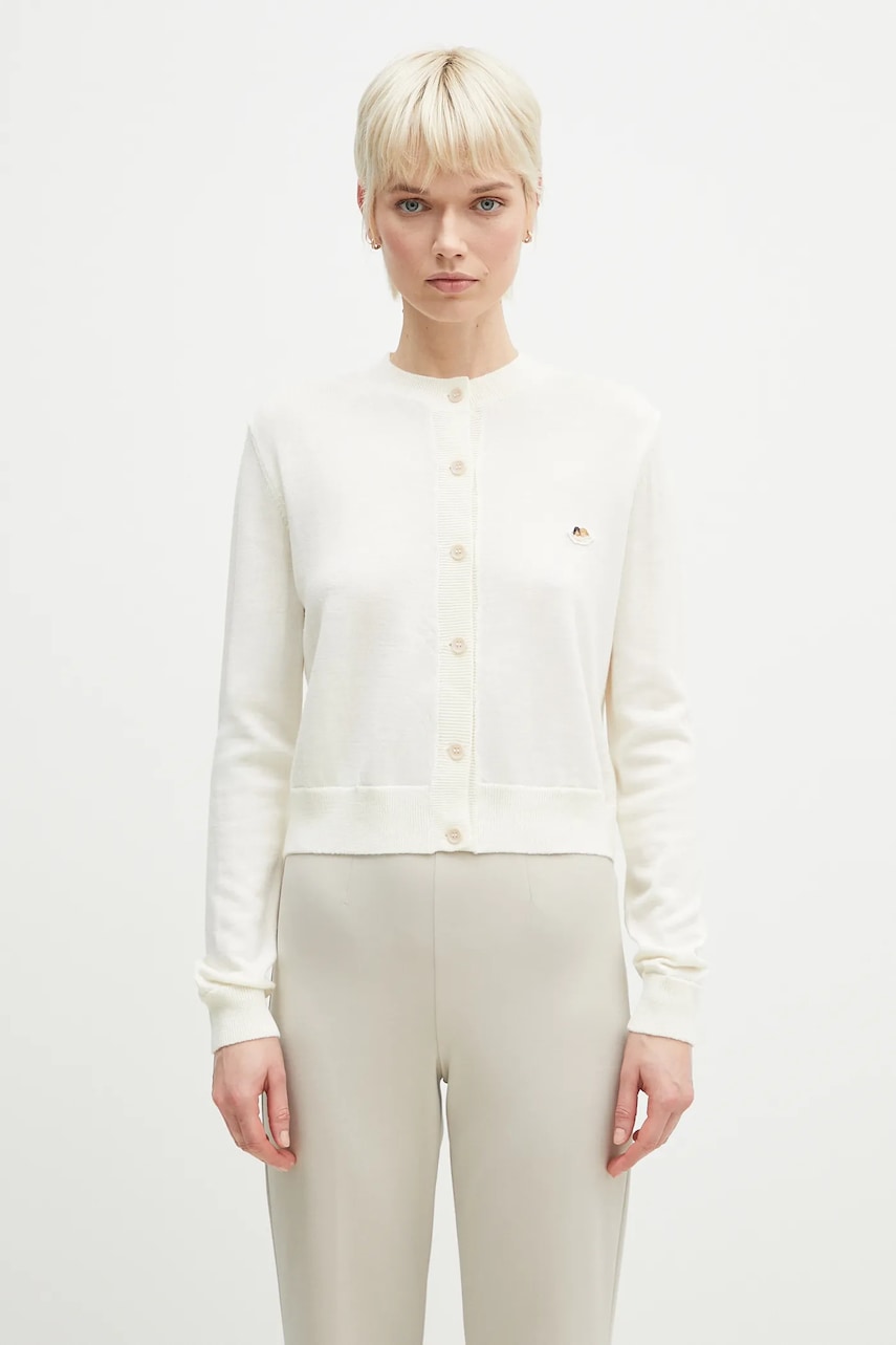 Vlněný kardigan Fiorucci Angel Patch dámský, béžová barva, lehký, W02SPKCA337KN03WH02