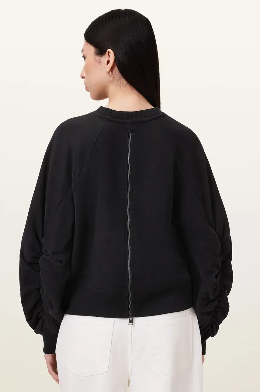 Хлопковая кофта AllSaints METALLO DANA женские цвет чёрный с принтом W040JC Хлопковая кофта AllSaints METALLO DANA женские цвет чёрный с принтом W040JC