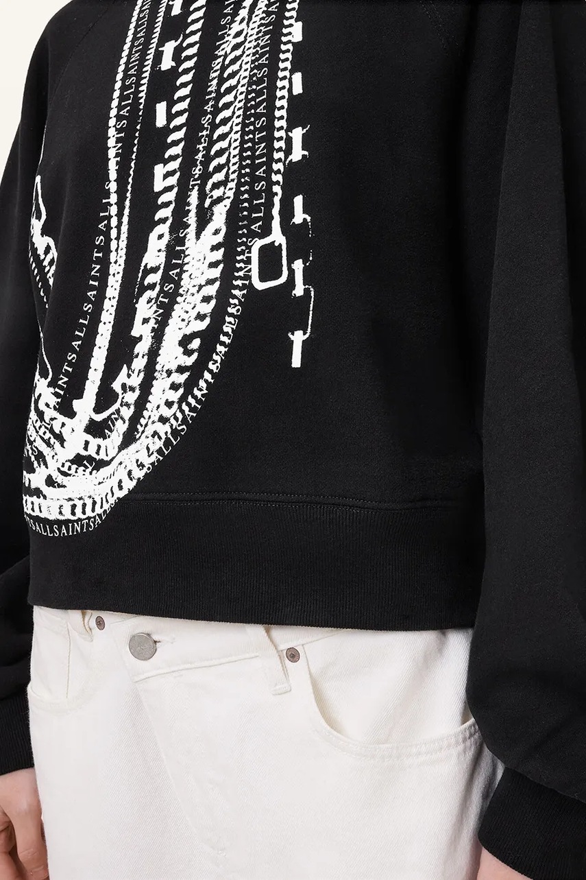 Βαμβακερή μπλούζα AllSaints METALLO DANA γυναικεία, χρώμα: μαύρο, W040JC φωτογραφία