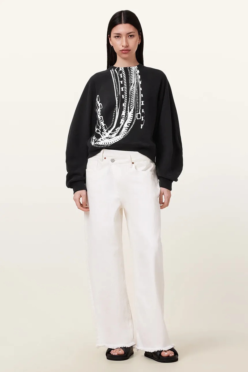 Βαμβακερή μπλούζα AllSaints METALLO DANA γυναικεία, χρώμα: μαύρο, W040JC φωτογραφία