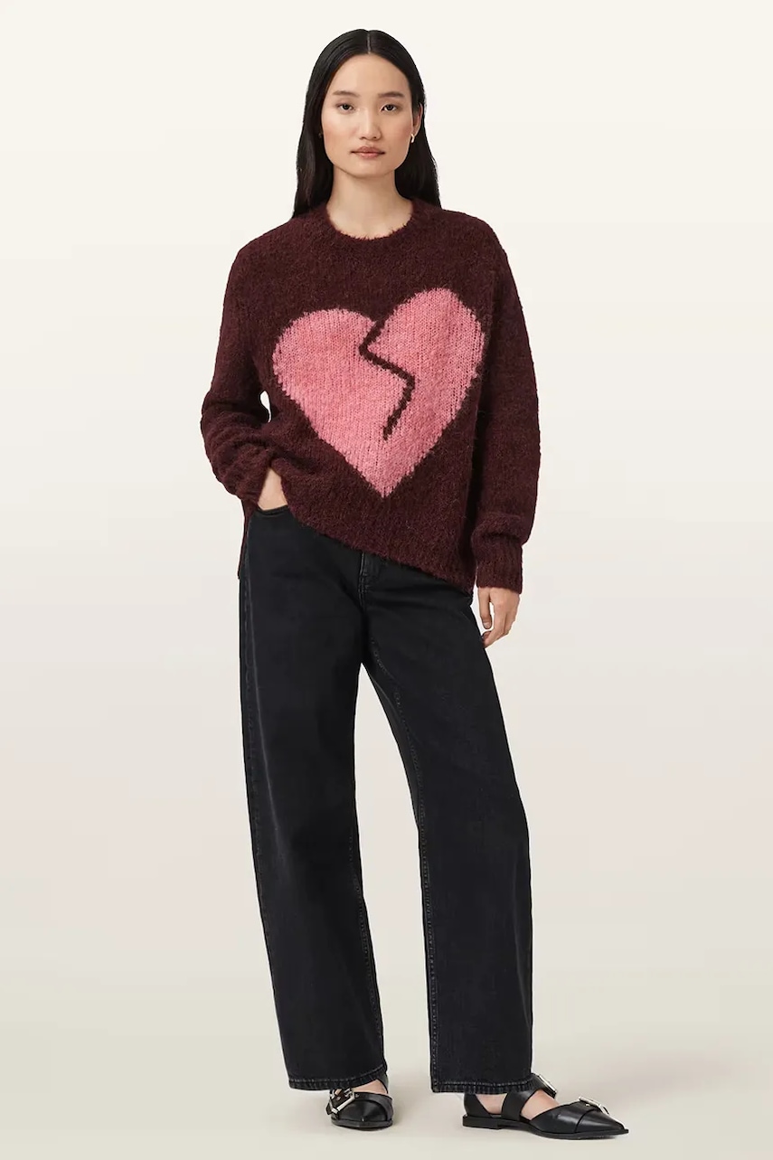Sveter s prímesou vlny AllSaints LUVHEART