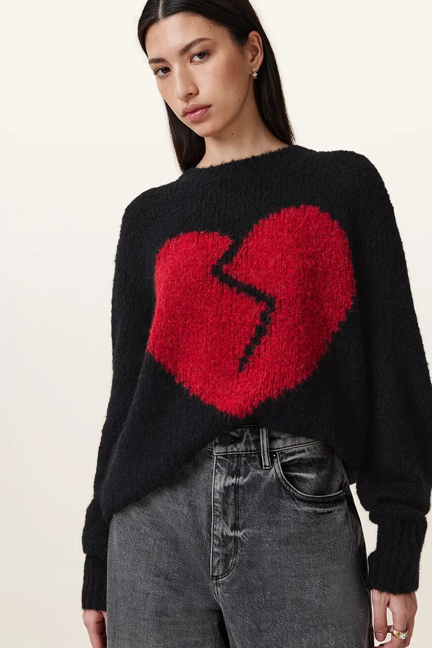 AllSaints pulover de lana LUVHEART femei, culoarea negru, călduros, W078KC