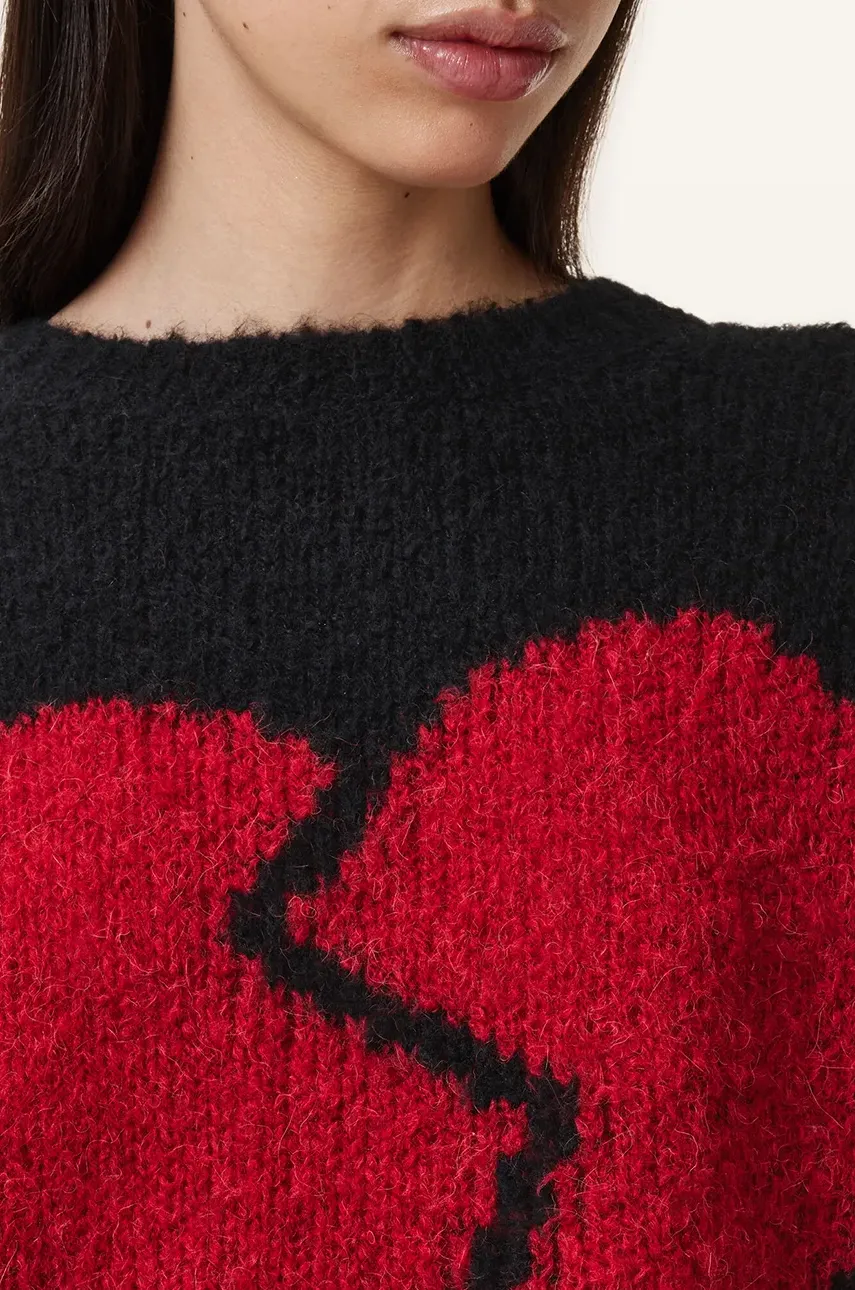 Шерстяной свитер AllSaints LUVHEART женский цвет чёрный тёплый W078KC Шерстяной свитер AllSaints LUVHEART женский цвет чёрный тёплый W078KC