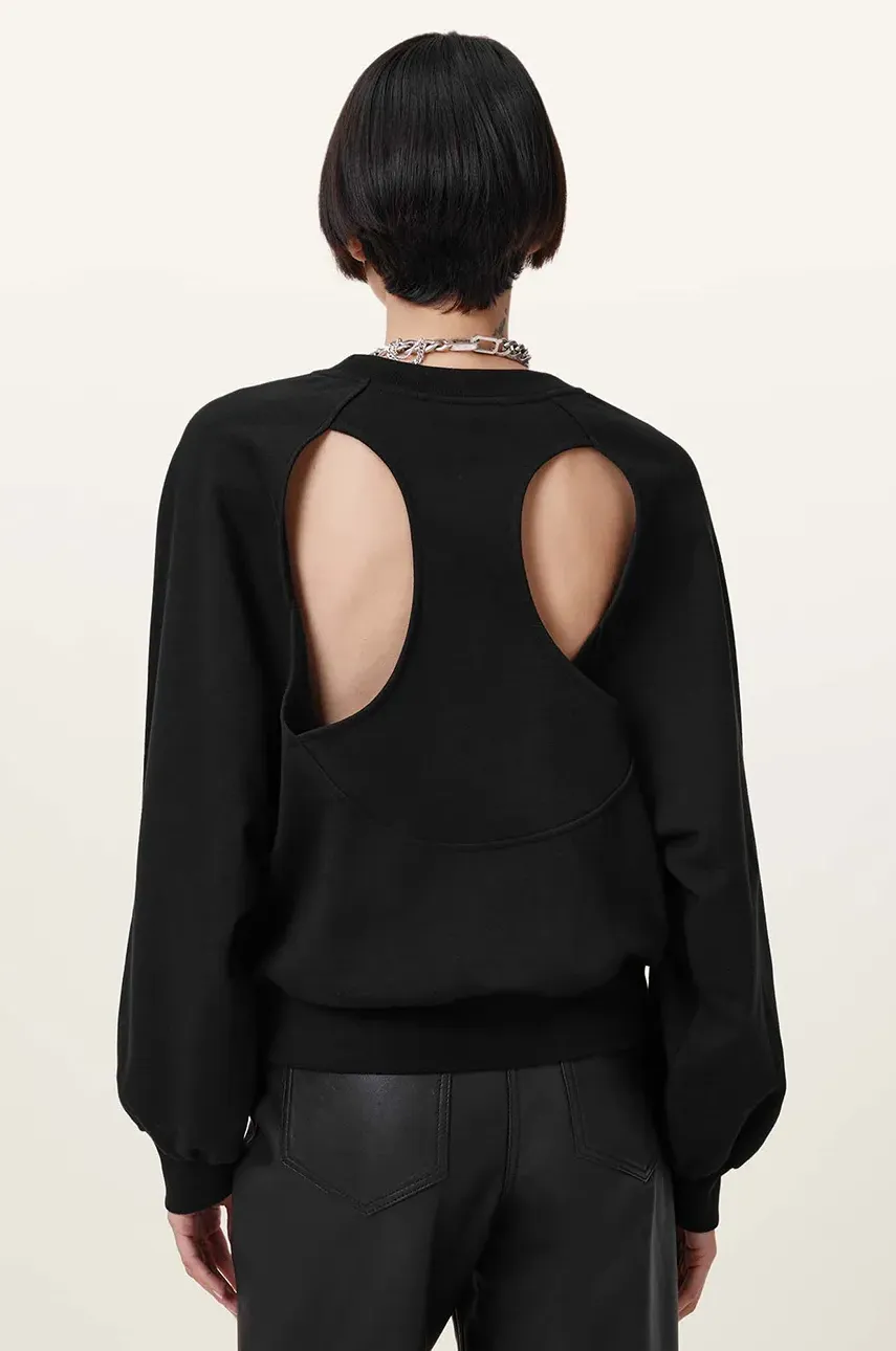 Хлопковая кофта AllSaints KIARA CYGNET женские цвет чёрный с принтом W156JC Хлопковая кофта AllSaints KIARA CYGNET женские цвет чёрный с принтом W156JC