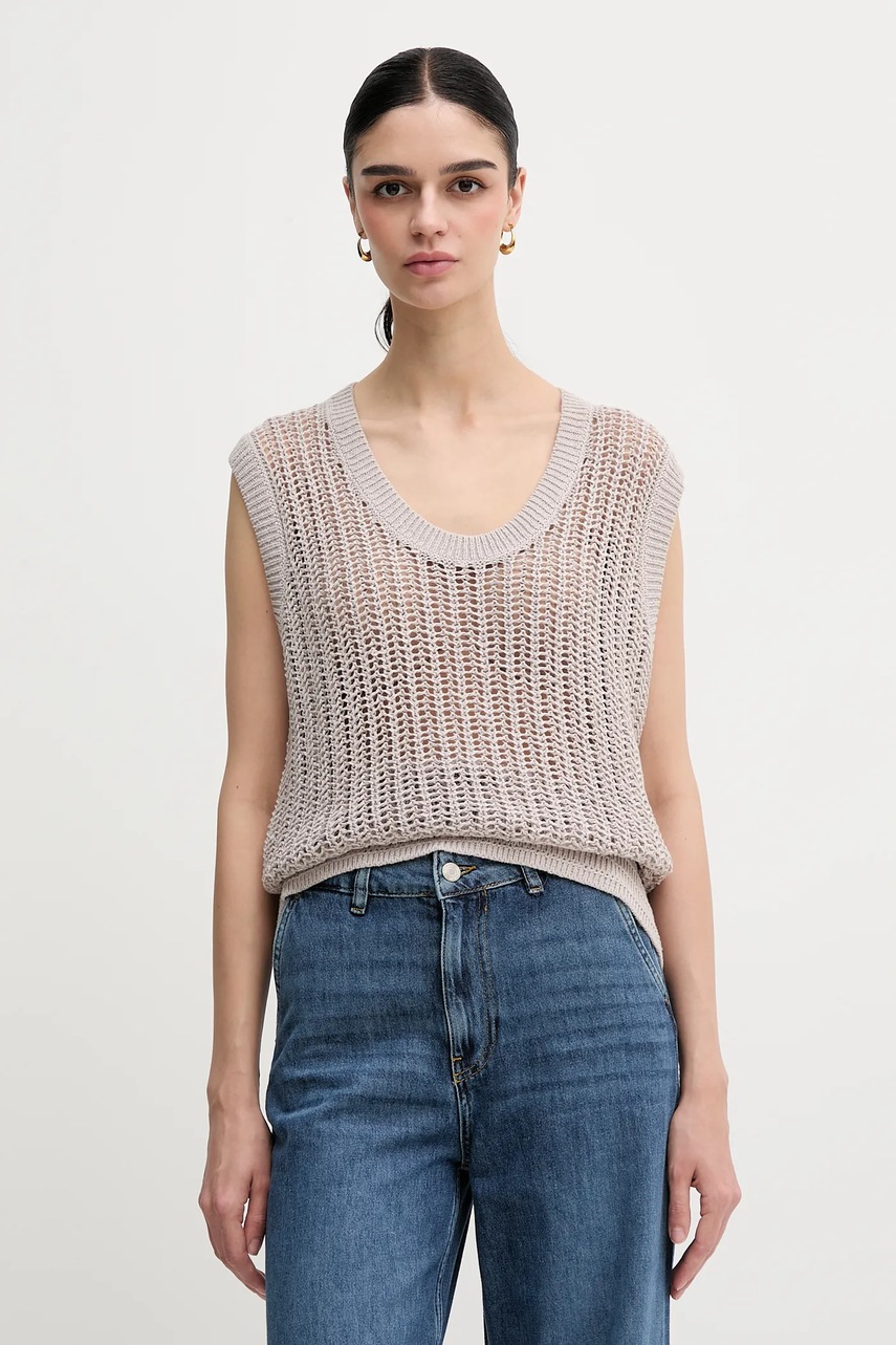 Sisley vestă culoarea bej, light, 15PLMH00J