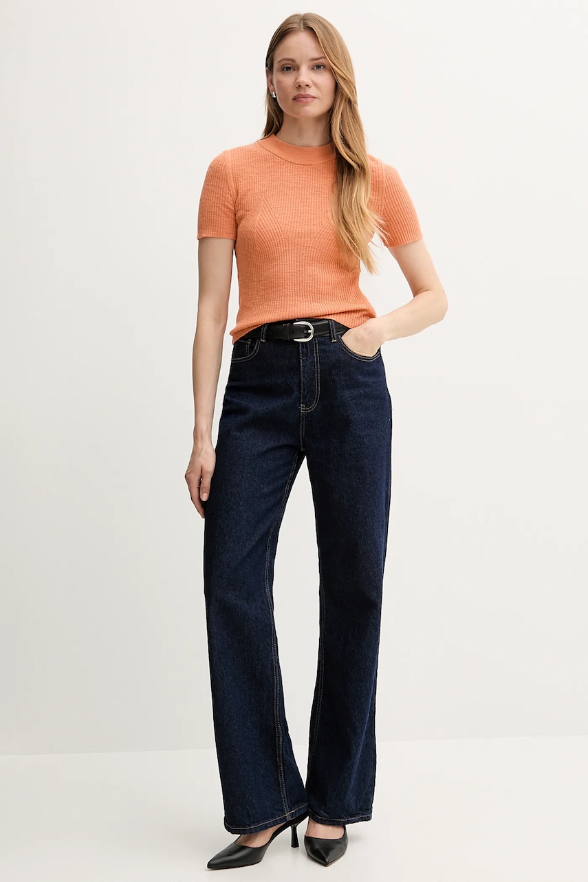 Свитер с примесью льна Sisley цвет оранжевый лёгкий 105GM106G