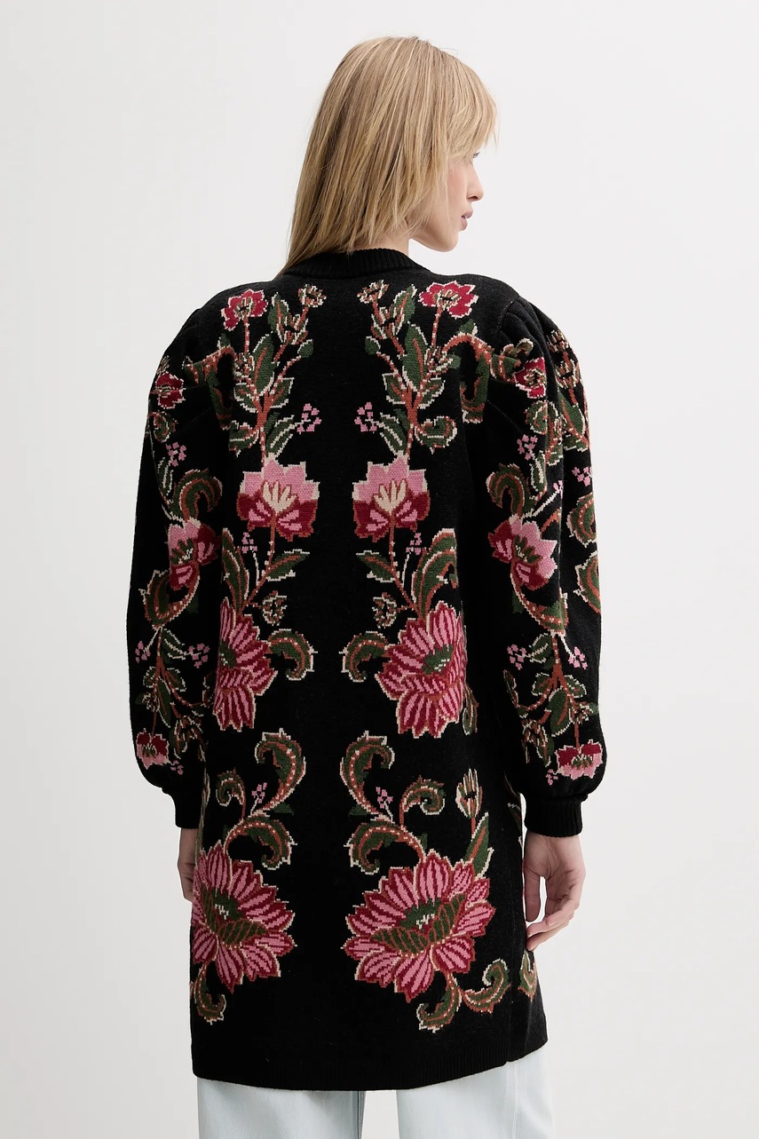 Πλεκτή ζακέτα Farm Rio χρώμα: μαύρο, 328857 φωτογραφία